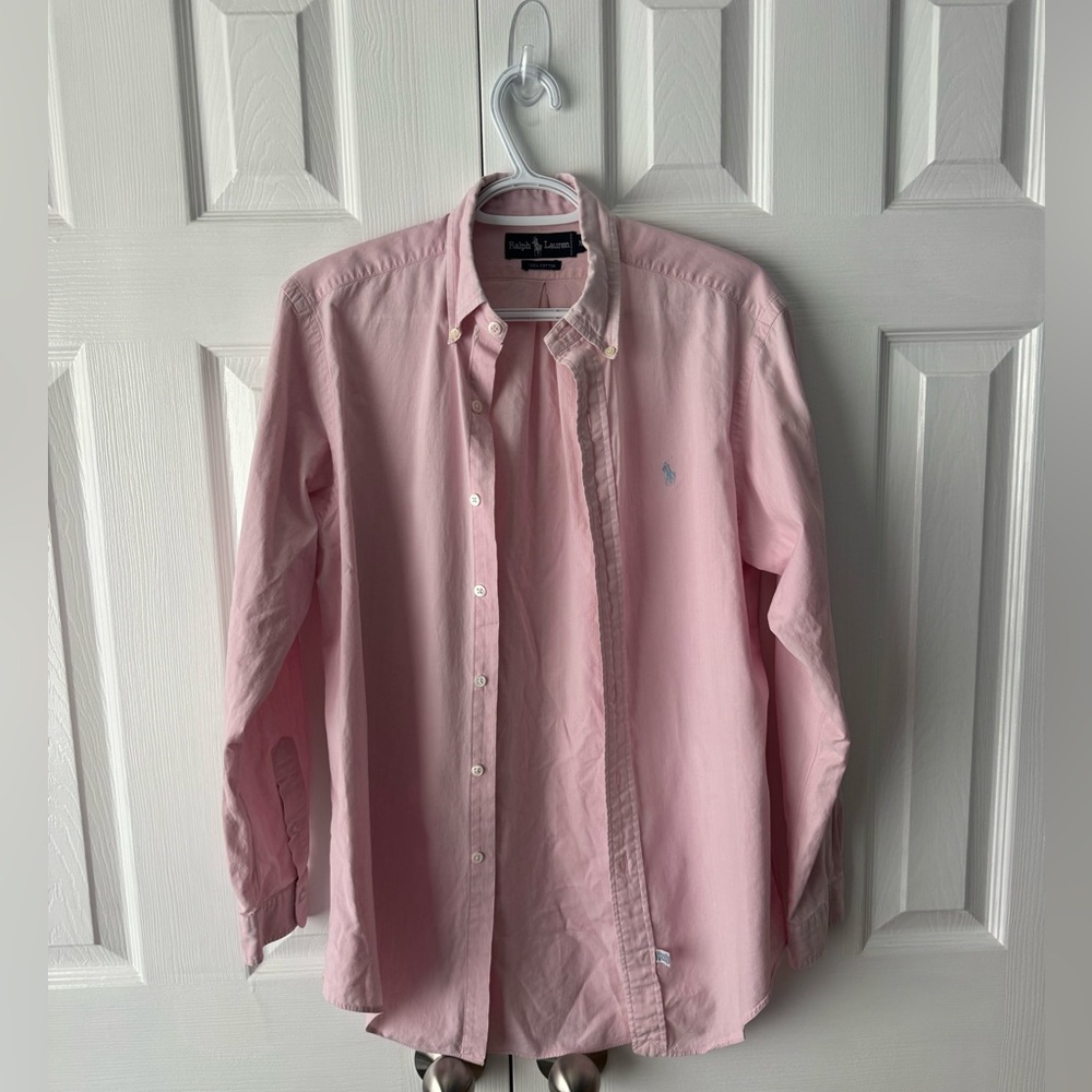 Sold Vintage Polo Baby Pink Button Down with Baby Blue Pony Logo Medium | Pink - Picture 1 of 9